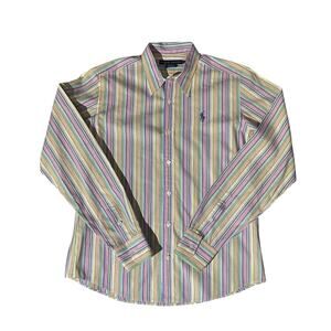 Ralph Lauren Womens Slim Fit Oxford Purple Orange Multi Stripped Shirt Size 6